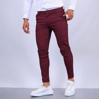 Arjun - Elegante und eng geschnittene Herren-Anzugshose in Burgunderrot