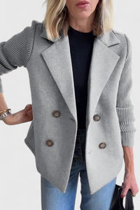 Emma | Damen Blazer mit Strickärmeln und Knöpfen in Grau