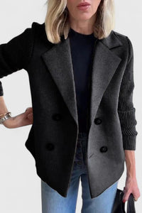 Emma | Damen Blazer mit Strickärmeln und Knöpfen in Schwarz