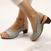 Annika | Damen Keilabsatz Slingback Sandaletten in Grau
