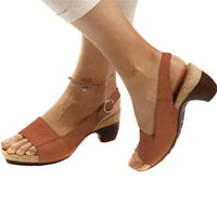 Annika | Damen Keilabsatz Slingback Sandaletten in Braun