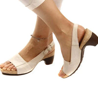 Annika | Damen Keilabsatz Slingback Sandaletten in Beige