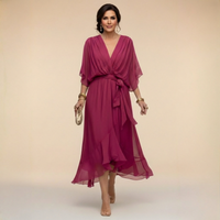 Annika | V-Ausschnitt Wickelkleid Midi in Violett
