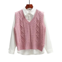 Ärmelloser Pullover mit V-Ausschnitt und gerader Form in Rosa
