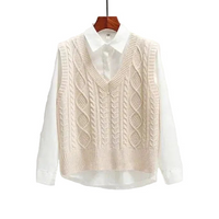 Ärmelloser Pullover mit V-Ausschnitt und gerader Form in Beige