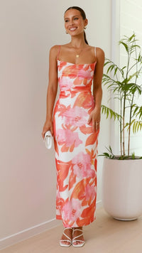 Ashley | Geblümtes Maxikleid in Orange