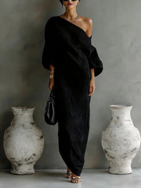 Asymmetrisches One-Shoulder-Maxikleid für Damen in Schwarz