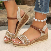Aveline | Casual Damen-Sandalen mit Strass in Khaki