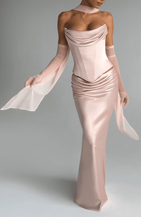 Valentina | Damen Gelber Leichter Stretch Mesh Kleid Schal in Hellrosa