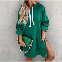 Damen Warme Oversize Hoodie | Lang in Grün