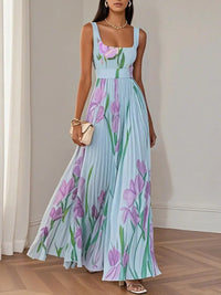 Yara™ - Maxikleid aus Plisseeschiffon in Blau