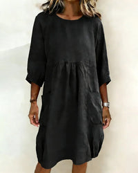 Alena | Modisches 3/4-Arm-Kleid Damen in Schwarz