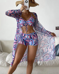 Ida | 3-teiliges Bikini-Set mit Print in Rosa
