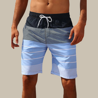 Bastian | Herren Gestreifte Badeshorts mit Kordelzug in Blau