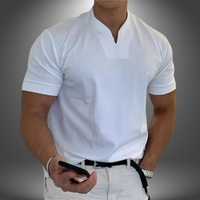 Belo | Herren cleanes V-Ausschnitt Shirt Kurzarm in Weiß