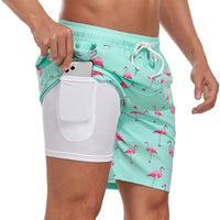 Benedikt | Herren Badeshorts mit Innenfutter in Grün