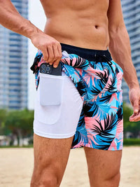 Benedikt | Herren Badeshorts mit Innenfutter in Hellblau