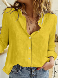 Fenna | Moderne Hemdbluse mit langen Ärmeln in Gelb