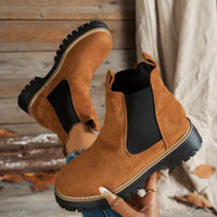 Mehetabel | Damen Chelsea-Stiefeletten mit Profilsohle in Dunkelbraun