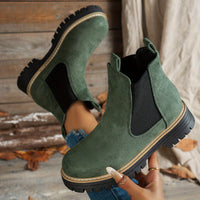 Mehetabel | Damen Chelsea-Stiefeletten mit Profilsohle in Grün