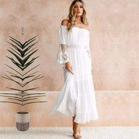 Roma | Damen Elegantes Off-Shoulder Sommerkleid in Weiß