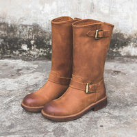 Ophelia | Schnalle Blockabsatz Stiefel in Braun