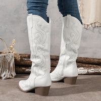 Brecken | Damen Westernstiefel mit weitem Schaft und Reißverschluss in Weiß