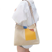 Canvas-Schultertasche für Damen in Beige