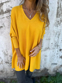 Kira | Oversized-Pullover mit entspanntem V-Ausschnitt in Gelb
