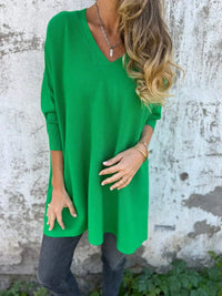 Kira | Oversized-Pullover mit entspanntem V-Ausschnitt in Grün