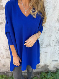 Kira | Oversized-Pullover mit entspanntem V-Ausschnitt in Blau