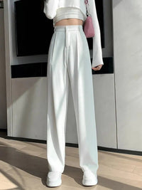 Damen Hohe Taille mit Taschen Stoffhose in Weiß