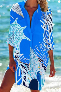 Cerena | Damen Strandbluse Hemdkragen Maritimer Print in Farbe 1