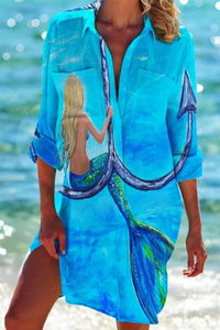 Cerena | Damen Strandbluse Hemdkragen Maritimer Print in Farbe 2