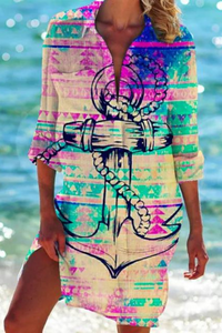 Cerena | Damen Strandbluse Hemdkragen Maritimer Print in Farbe 4