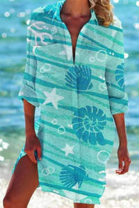 Cerena | Damen Strandbluse Hemdkragen Maritimer Print in Farbe 6
