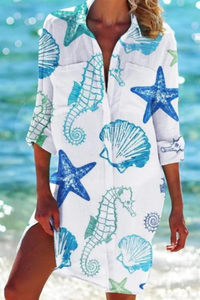 Cerena | Damen Strandbluse Hemdkragen Maritimer Print in Farbe 7