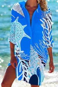 Cerena | Damen Strandbluse Hemdkragen Maritimer Print in Farbe 9