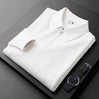 Charlie | Herren Gerippter Reißverschluss Hoodie in Weiß