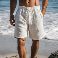 Christian | Herren Schnelltrocknende Leinen Badeshorts in Weiß
