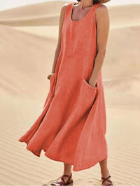 Dana | U-Ausschnitt Ärmellos Maxikleid in Orange
