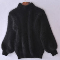Emilie - Locker gestrickter Wollpullover in Schwarz