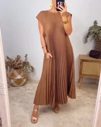 Sierra | Plissee Maxi Cocktailkleid in Braun