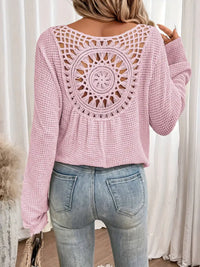 Sacha | Elegantes Waffel-V-Ausschnitt-Shirt in Rosa