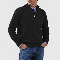 Ben | Modischer Warmer Pullover Mit Halbem Reißverschluss in Schwarz