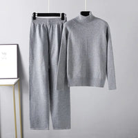 Leah | Zwei-Teile Lounge-Set aus Kabelstrick in Grau