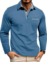 Chris | Herren Warmes Langarm Poloshirt in Hellblau