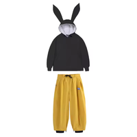 Damen-Anorak und Hose mit weitem Bein Set in Schwarz/Gelb
