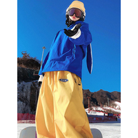 Damen-Anorak und Hose mit weitem Bein Set in Blau/Gelb