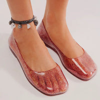 Damen-Ballerinas aus Glitzer-Gelee in Rot